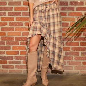 Willow Layers Plaid High Low Skirt
