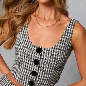 Loxley Lane Tweed Plaid Crop Top
