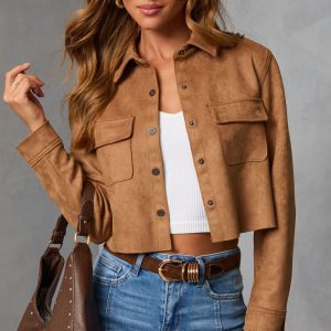 Butternut Suede Button Up Top