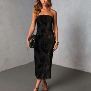 City Siren Strapless Velvet Maxi Dress
