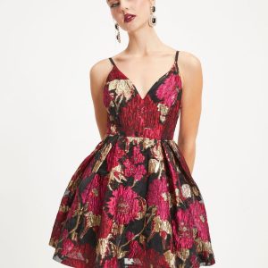 Fairest Of Them All Floral Metallic Organza Mini Dress