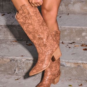 Katinna Embossed Floral Western Boots