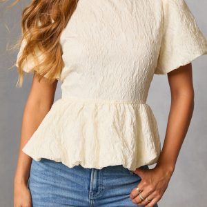 Aloura Puff Sleeve Peplum Top