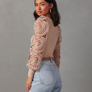 Sophia Crochet Sleeve Sweater Top