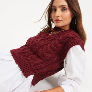 Carmine Contrast Knit Top