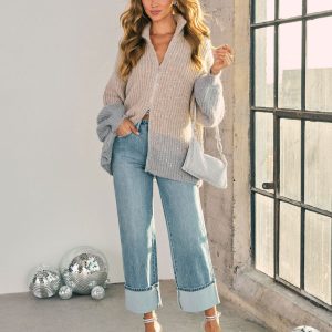 Yvaine Knit Sequin Color Block Sweater