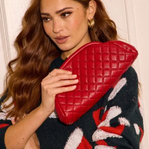 Zellie Quilted Vegan Leather Clutch