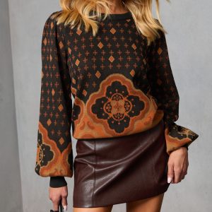 Charise Printed Abstract Sweater