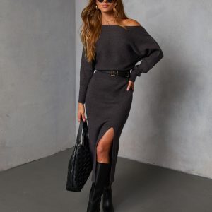 Rhodan Midi Off The Shoulder Sweater Dress