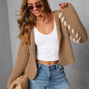 Daylight Dim Contrast Lace Open Front Sweater