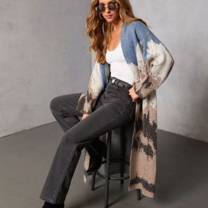 Glacielle Abstract Duster Cardigan