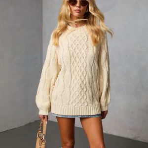 Cozy Crest Oversized Cable Knit Sweater
