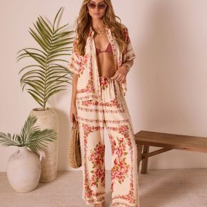 Hibiscus Haze Abstract Printed Pants