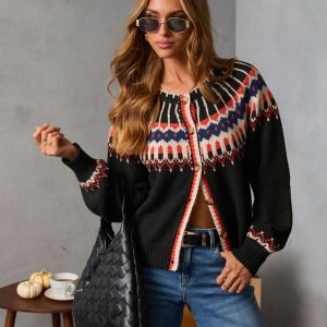 Grateful Gathering Abstract Knit Cardigan