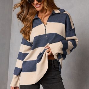 Jussie Striped Half Zip Sweater