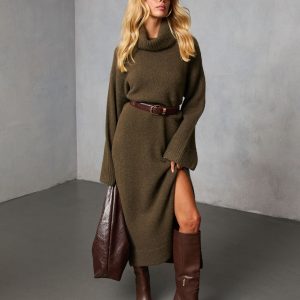 Roselle Turtleneck Midi Sweater Dress