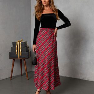 Tarenne Plaid Maxi Skirt