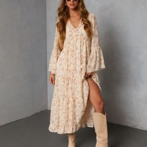 Amber Drift Printed Maxi Dress