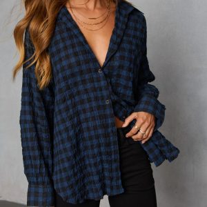 Keren Plaid Button Down Top