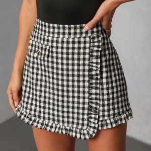 Paloma East Plaid Tweed Mini Skirt