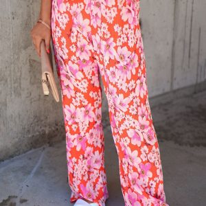 Jemma Floral Chiffon Plisse Pants