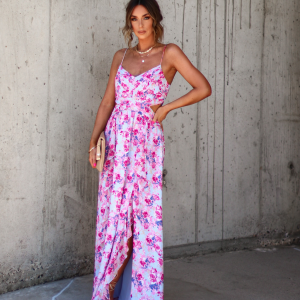 Ever So Sweet Floral Side Cutout Maxi Dress