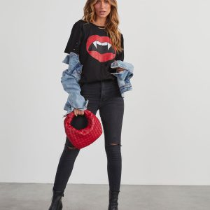 Vampire Lips Distressed Cotton Tee
