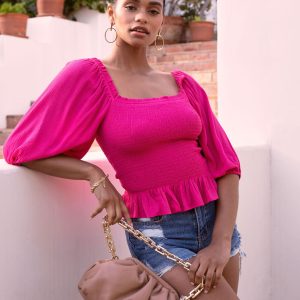 Devin Smocked Peplum Top