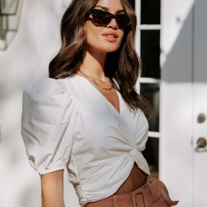 Audree Cotton Twisted Front Crop Top