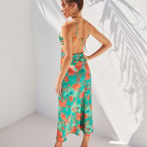 Renelle Satin Cutout Midi Dress