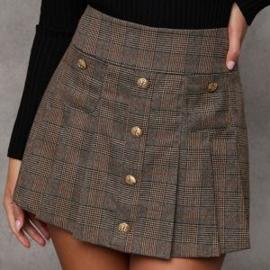Day Glow Pleated Plaid Mini Skort