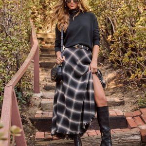 Woodland Plaid Midi Skirt