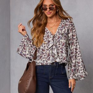 Marene Paisley Ruffle Top