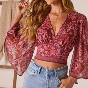 Elisah Kimono Sleeve Peasant Top
