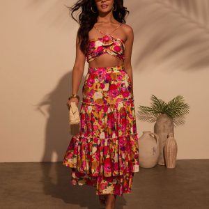 Margot Floral Halter Crop Top