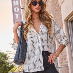 Brassroot Plaid Button Down Top