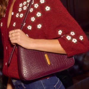 Verah Vegan Leather Croc Embossed Shoulder Bag