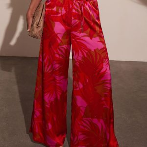 Sunset Sangria Tropical Wide Leg Pants