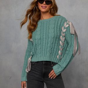 Maleena Braided Ribbon Sweater