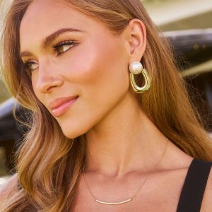Calena Pearl Door Knocker Earrings