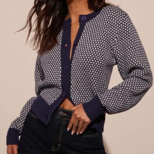 Spot On Abstract Contrast Cardigan
