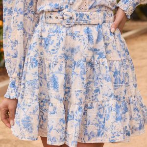 Sylvia Belted Floral Mini Skirt