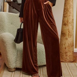 Muted Marrow Pleated Velvet Pants