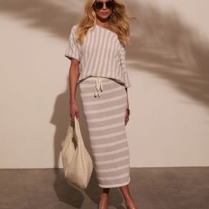 Mellow Mood Knit Drawstring Midi Skirt