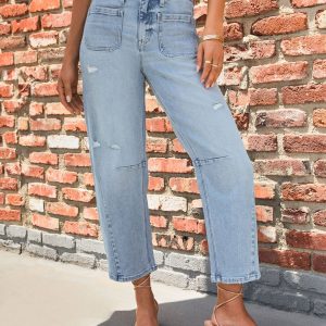 Eveline Stretch Lightly Distressed Barrel Jeans