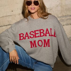 Baseball Mom Knit Pullover Sweater