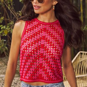 Brixlie Back Tie Crochet Tank