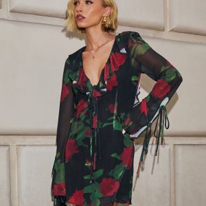 Sweet Romance Ruffle Floral Mini Dress