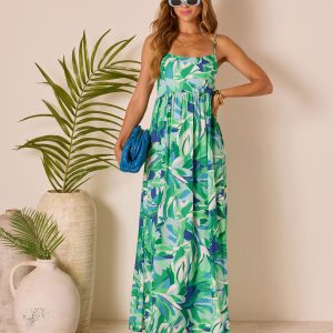 Lesbeth Tropical Abstract Maxi Dress