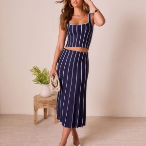 Ashlin Contrast Striped Maxi Skirt